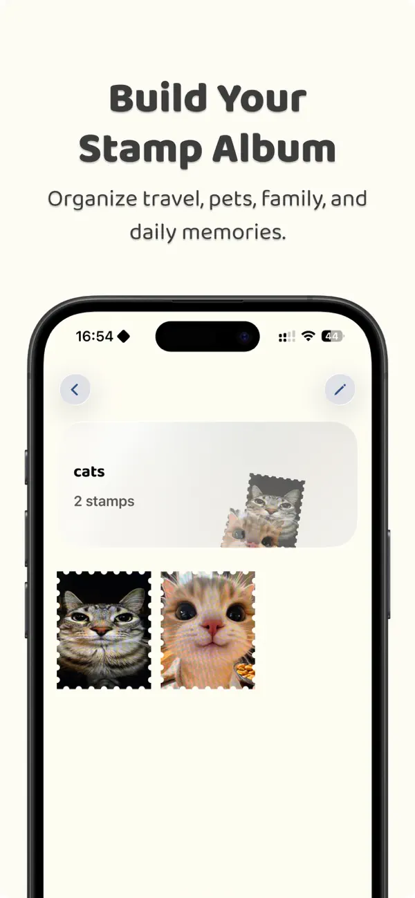 Stampify App Store screenshot showing memories and calendar browsing